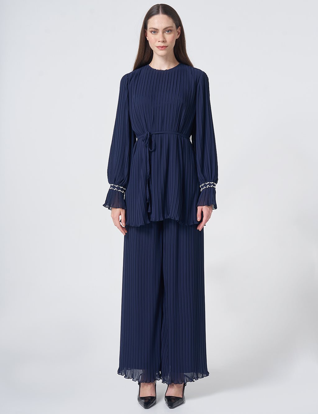 Pleated Two-Piece Set – Dark Navy