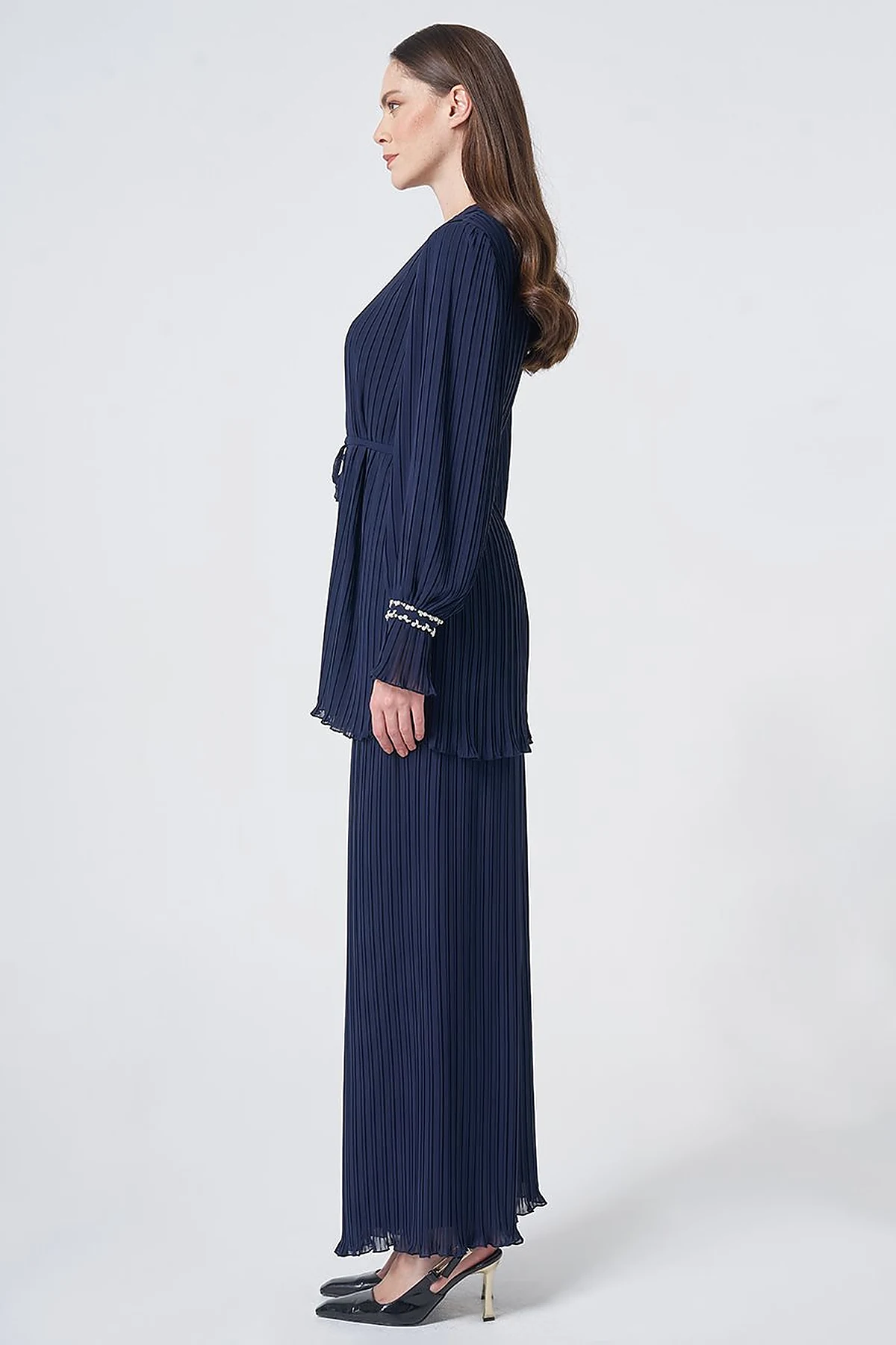 Pleated Two-Piece Set – Dark Navy