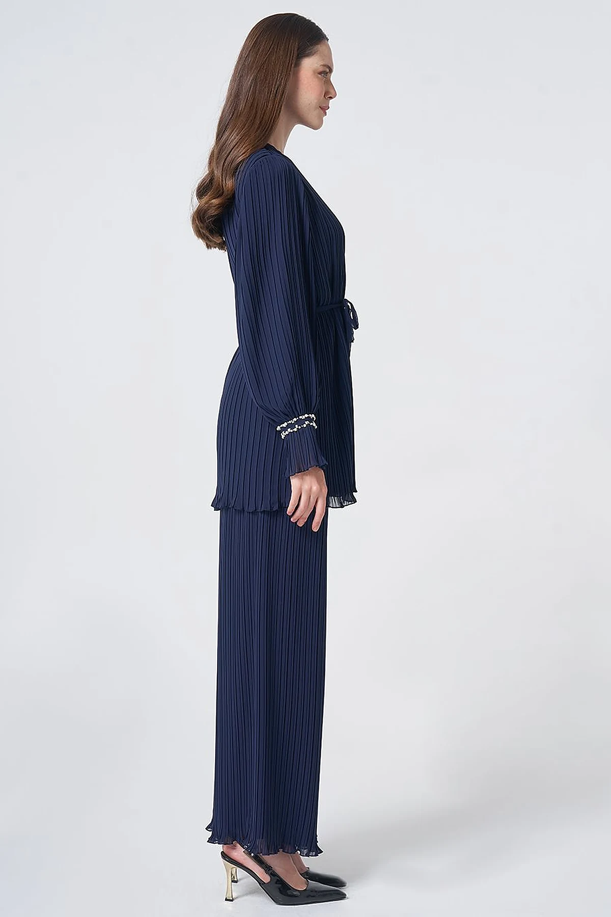 Pleated Two-Piece Set – Dark Navy