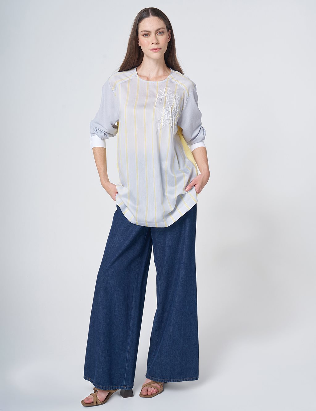 Striped Lyocell Tunic – Blue