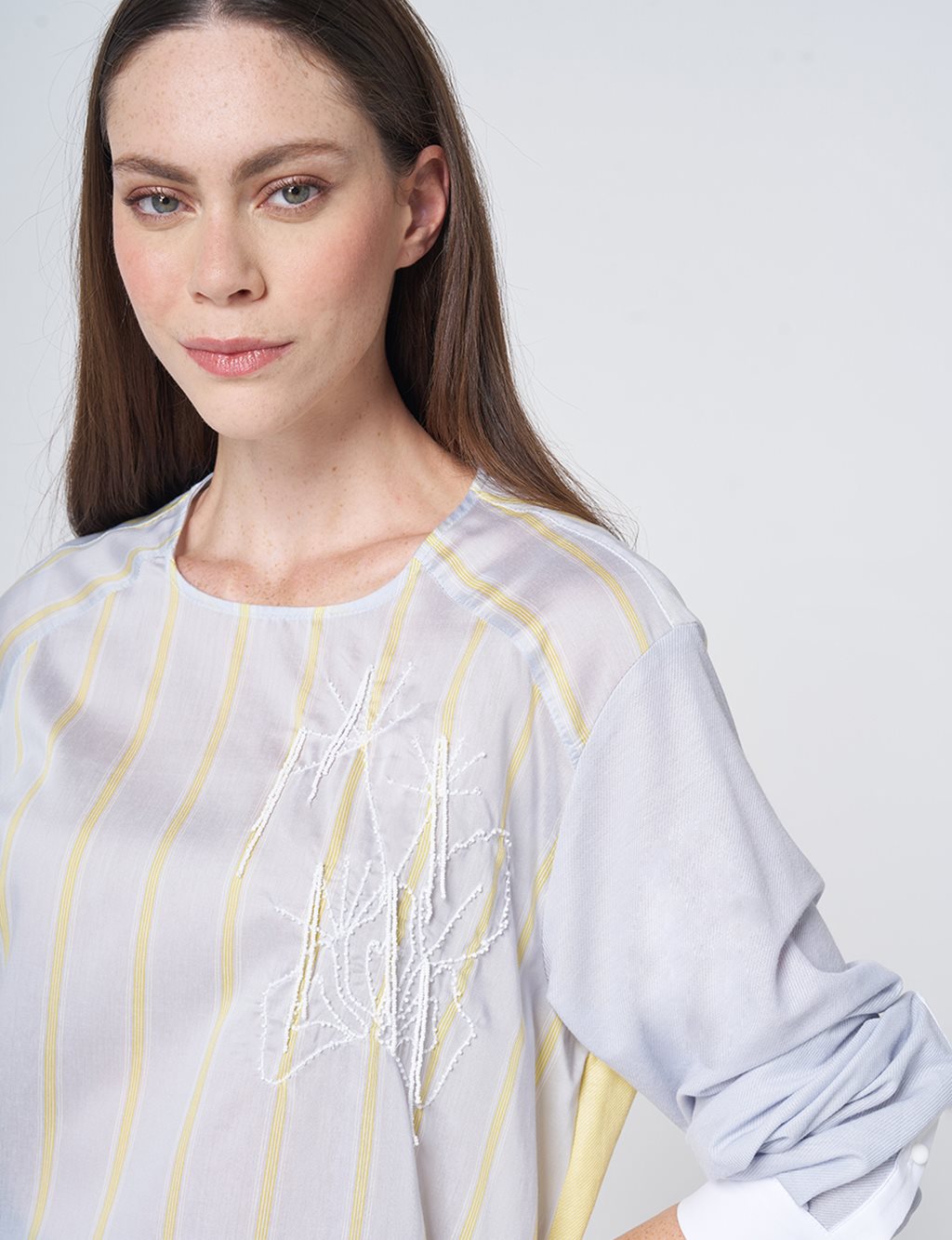 Striped Lyocell Tunic – Blue