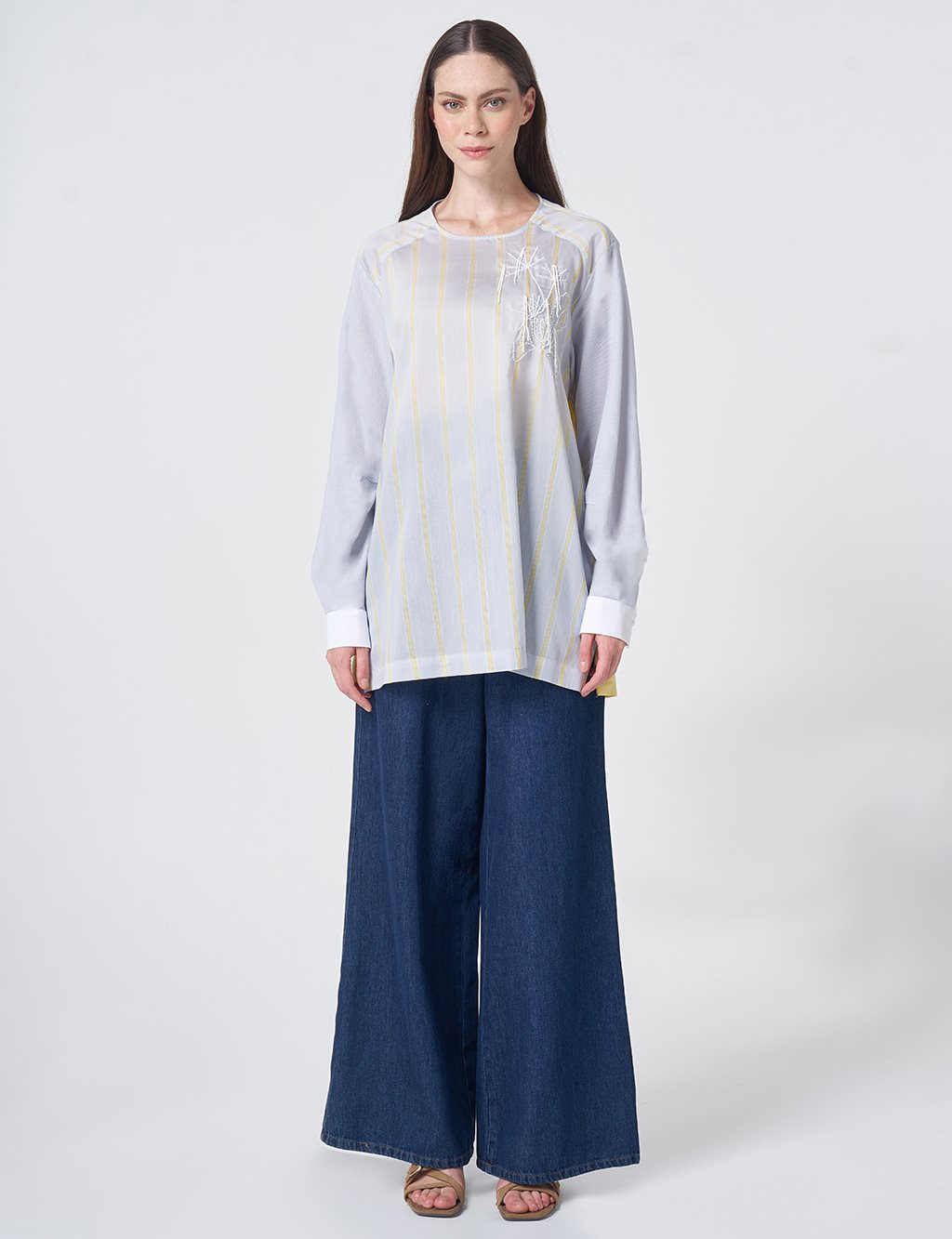 Striped Lyocell Tunic – Blue