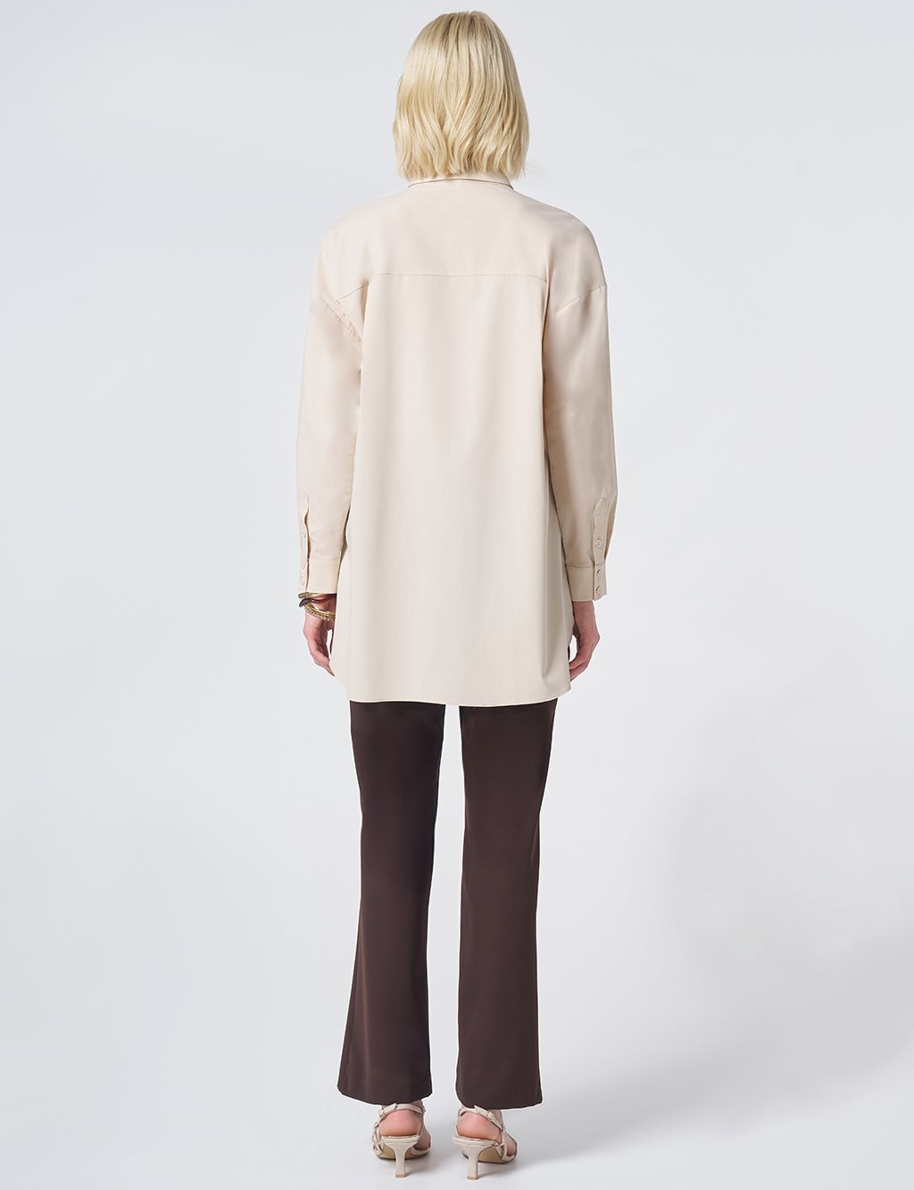 Concealed Placket Cotton Tunic Cream