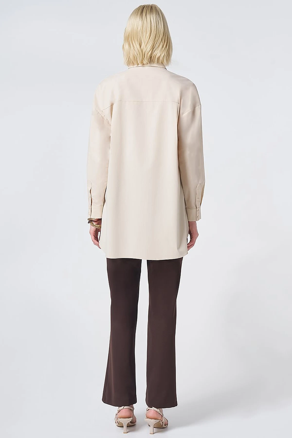 Concealed Placket Cotton Tunic Cream