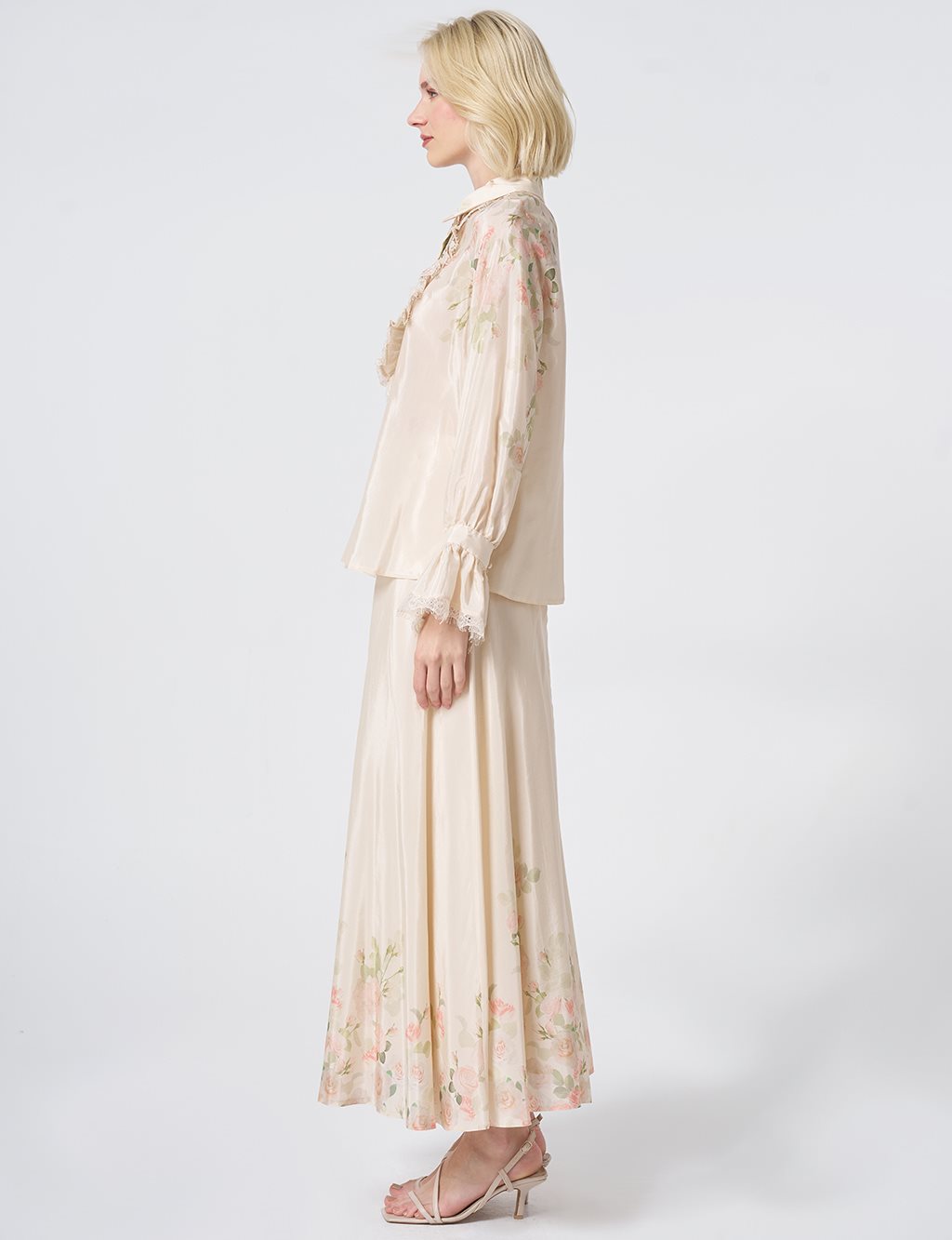 Floral Print Skirt Set – Cream