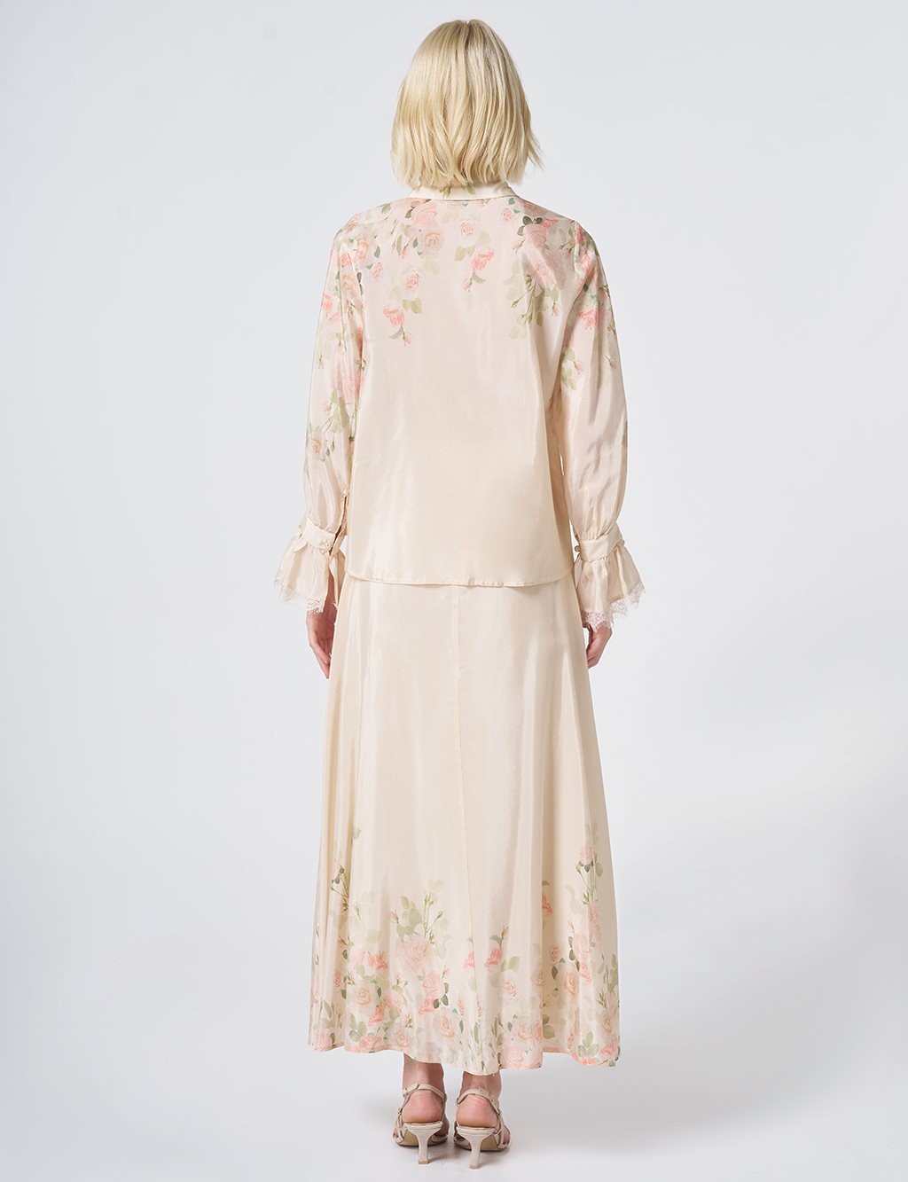 Floral Print Skirt Set – Cream