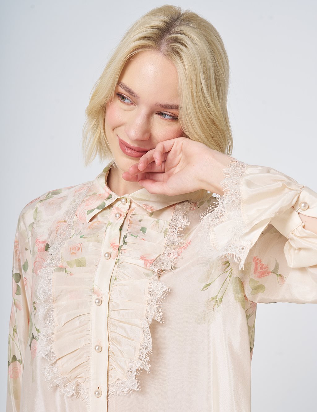 Floral Print Skirt Set – Cream