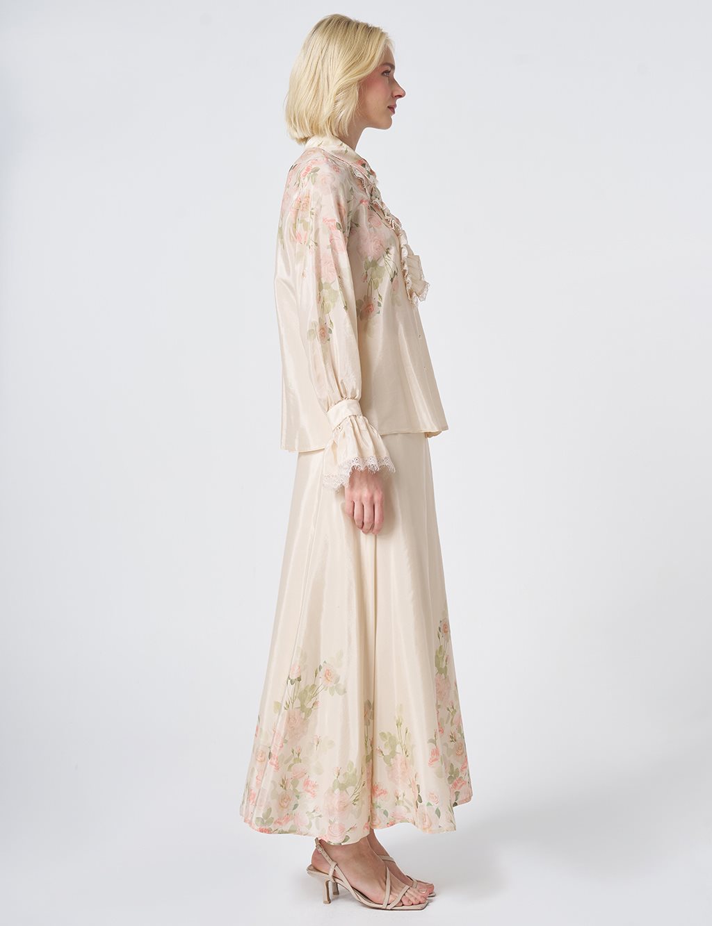 Floral Print Skirt Set – Cream