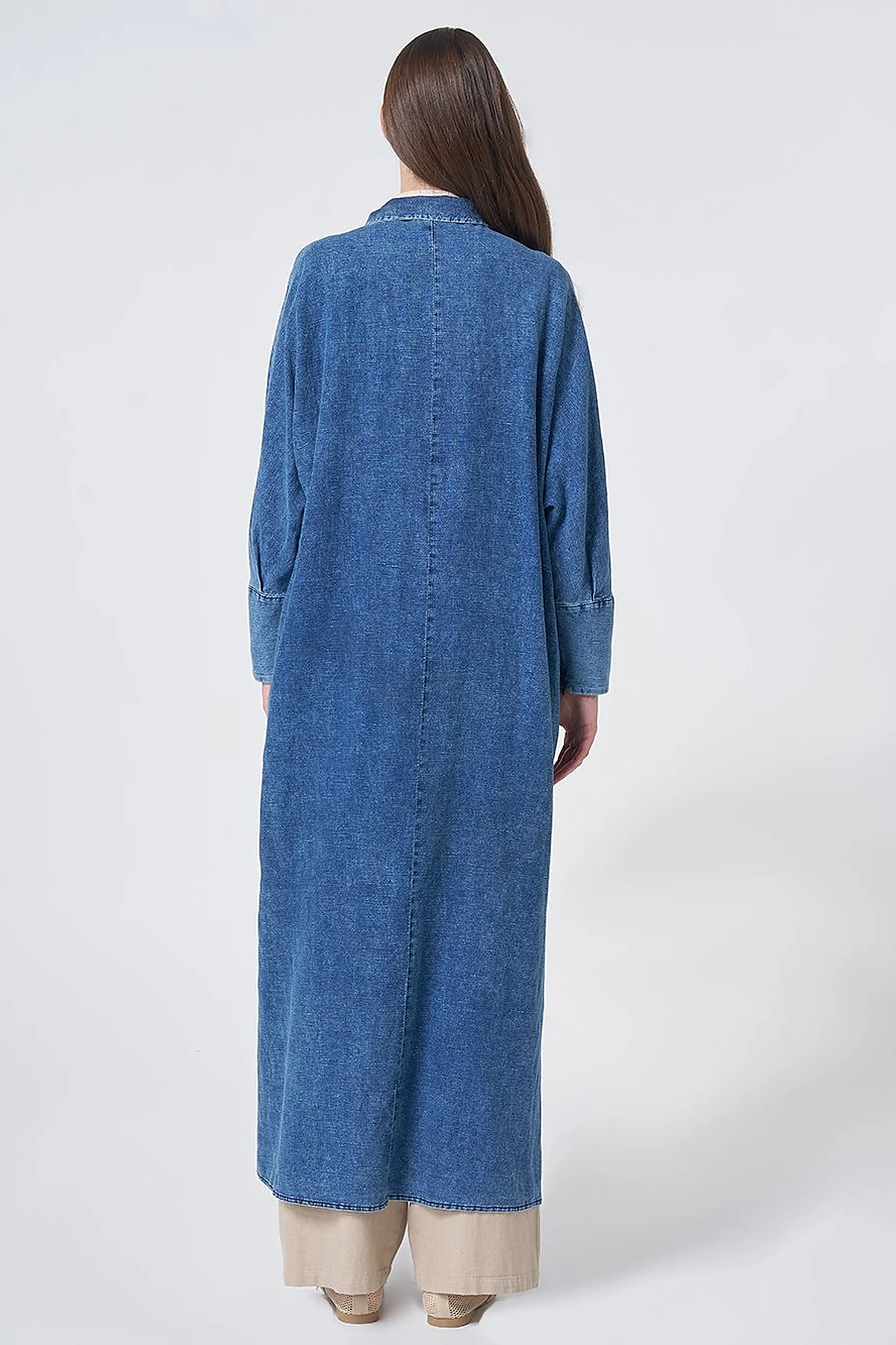Sporty Stitched Cotton-Linen Throw-On – Indigo
