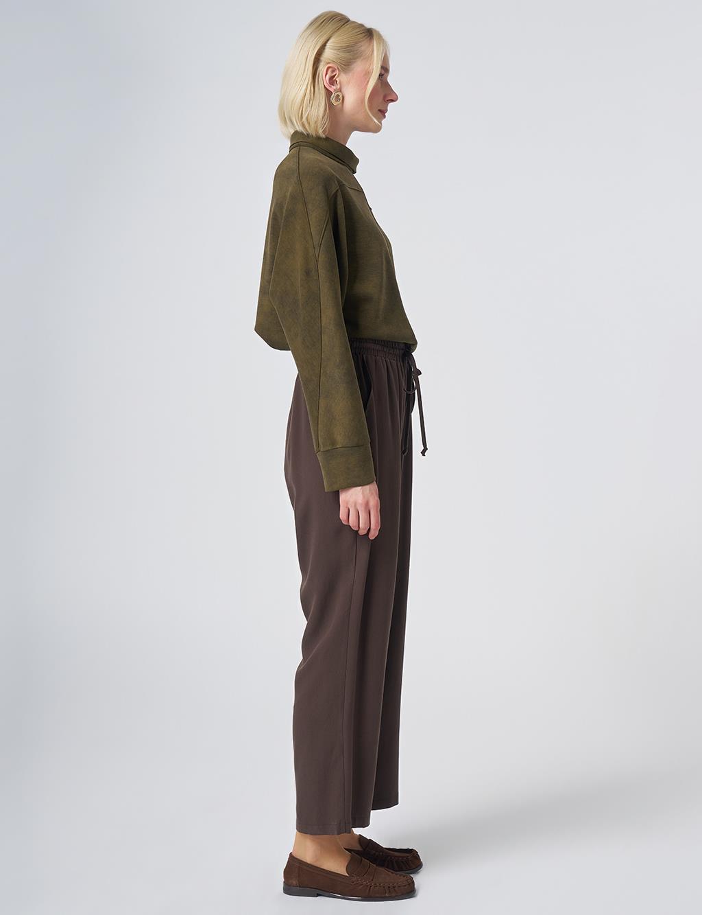 100% Lyocell Relaxed Fit Trousers – Dark Brown