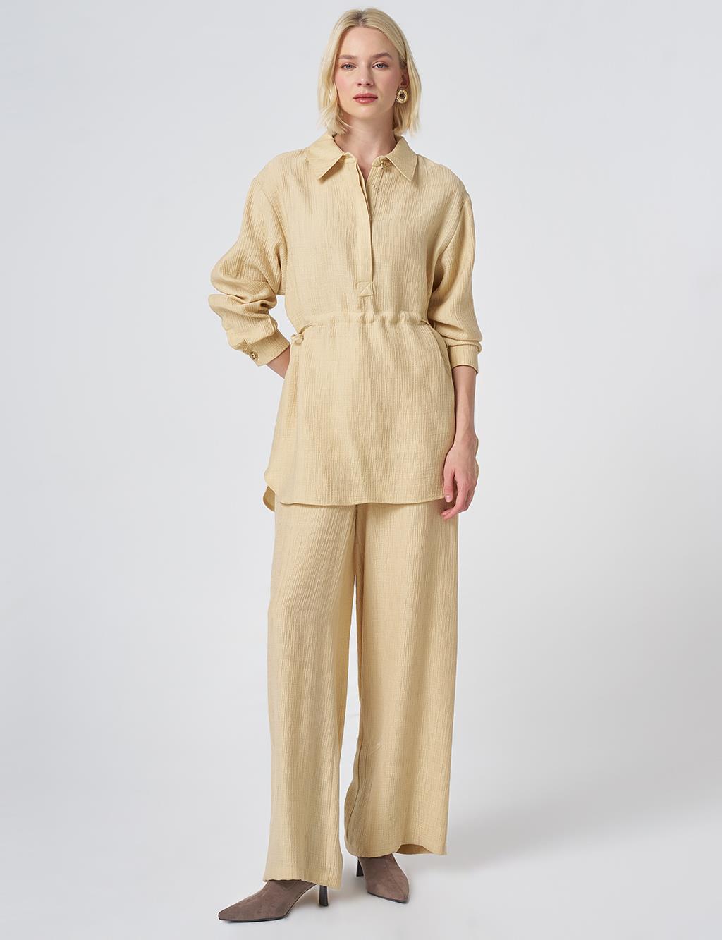 Drawstring Waist Lyocell Two-Piece Set – Light Yellow