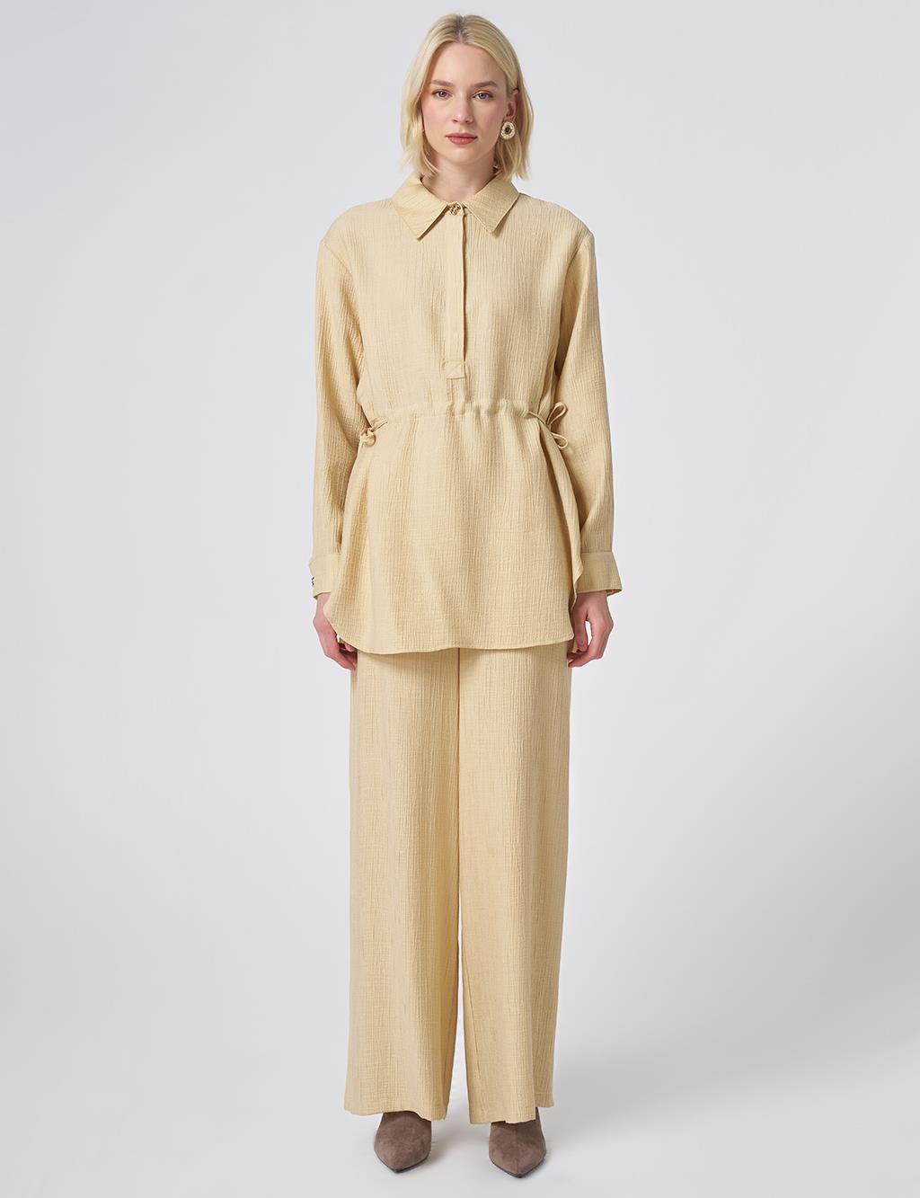 Drawstring Waist Lyocell Two-Piece Set – Light Yellow