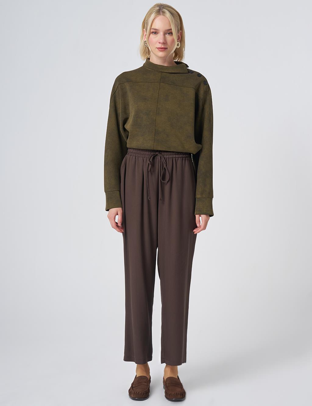 100% Lyocell Relaxed Fit Trousers – Dark Brown
