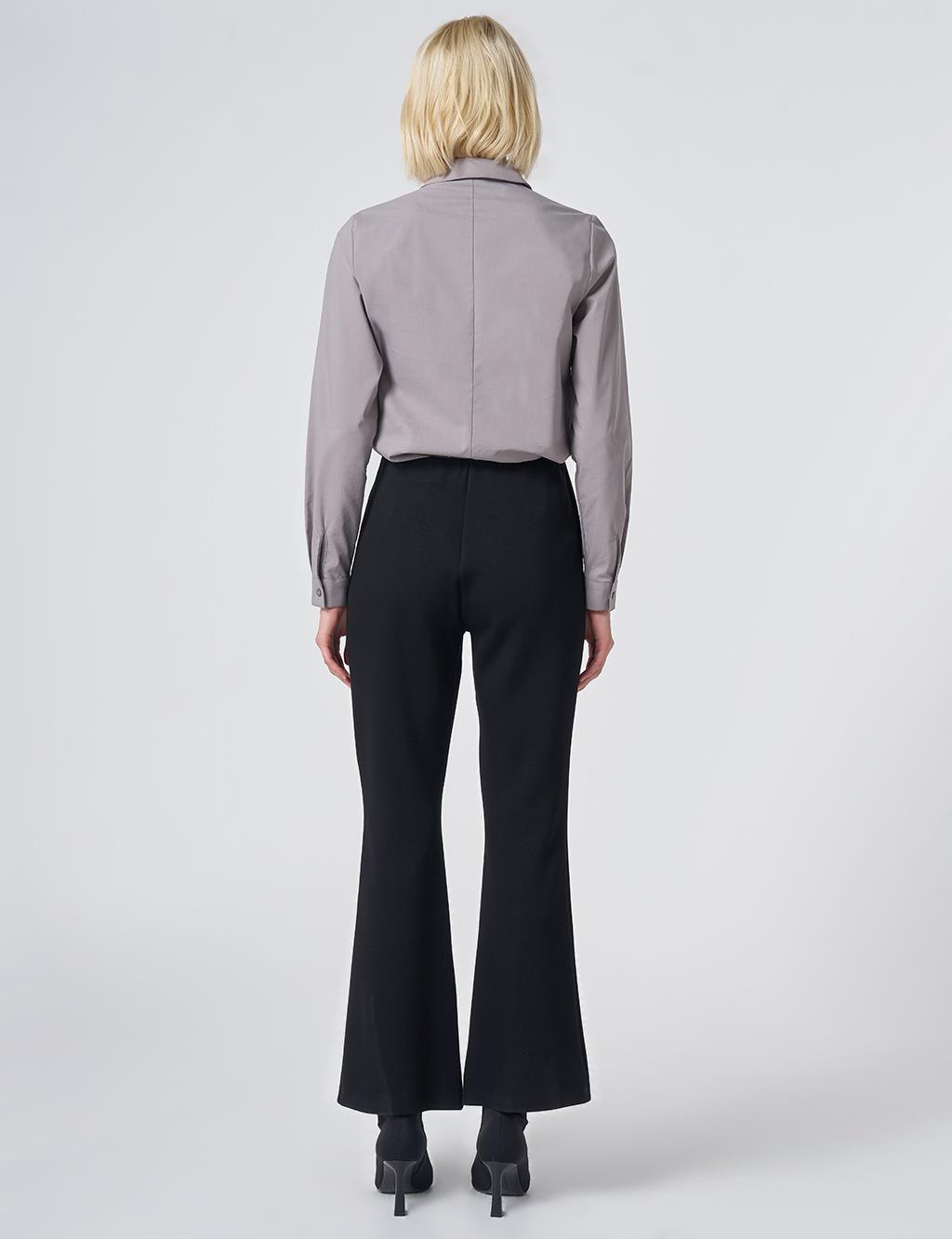 High-Waisted Flared Trousers – Black