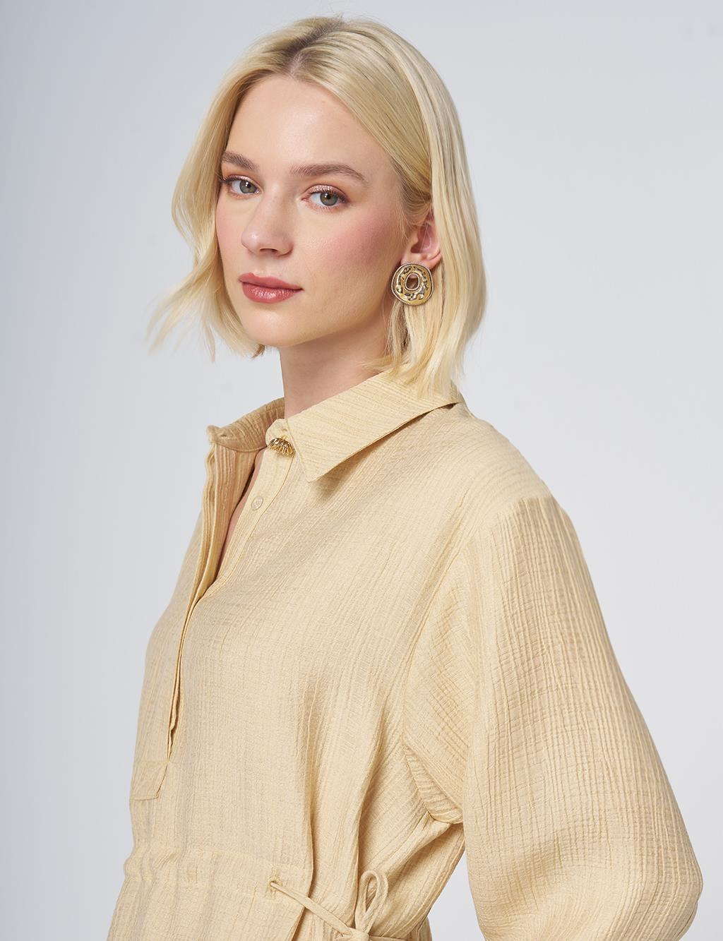 Drawstring Waist Lyocell Two-Piece Set – Light Yellow