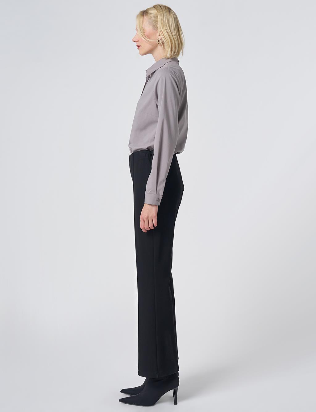 High-Waisted Flared Trousers – Black