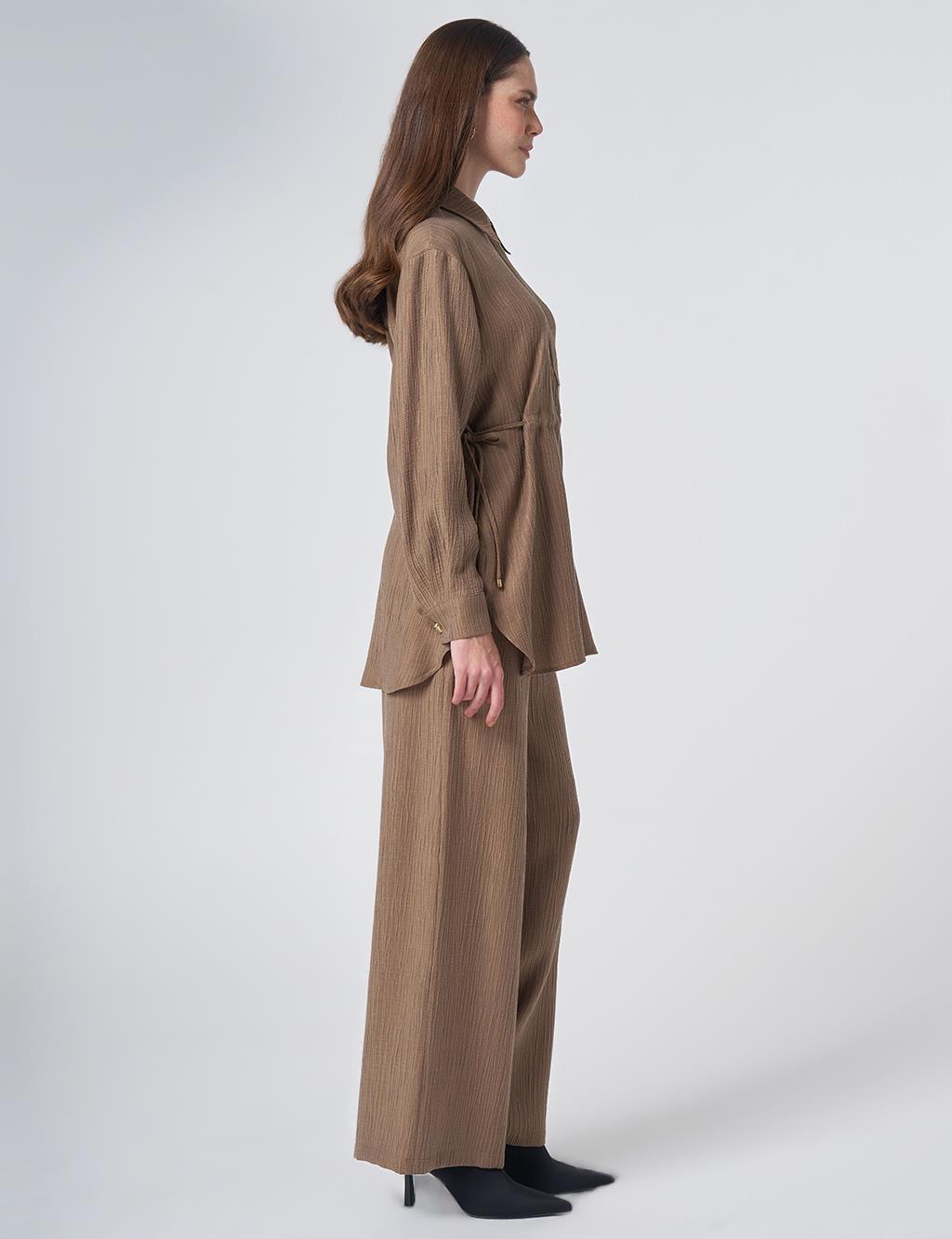 Drawstring Waist Lyocell Two-Piece Set – Dark Olive