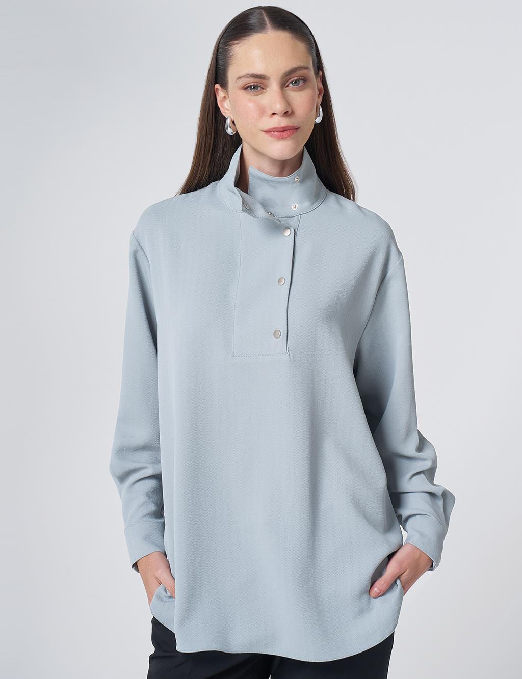 Stand Collar Tunic – Blue