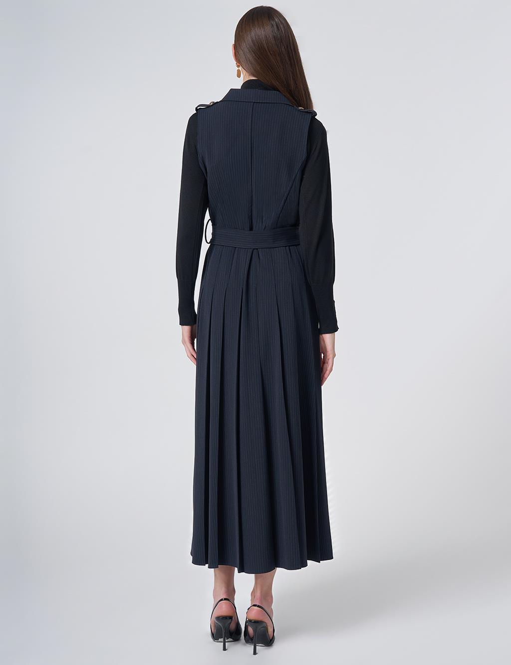 Striped Pinafore Dress – Dark Navy
