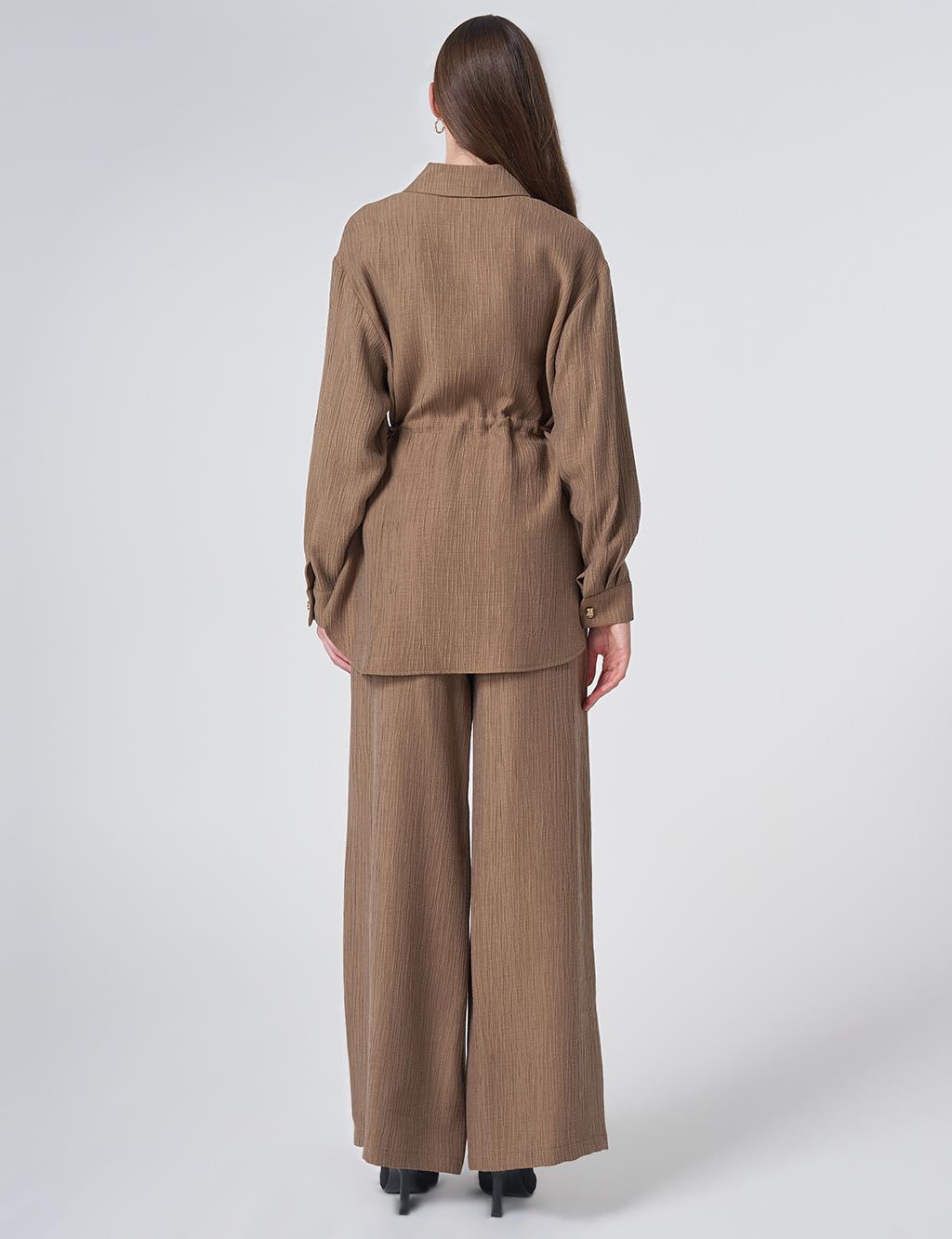 Drawstring Waist Lyocell Two-Piece Set – Dark Olive