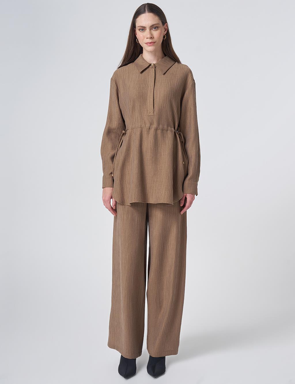 Drawstring Waist Lyocell Two-Piece Set – Dark Olive