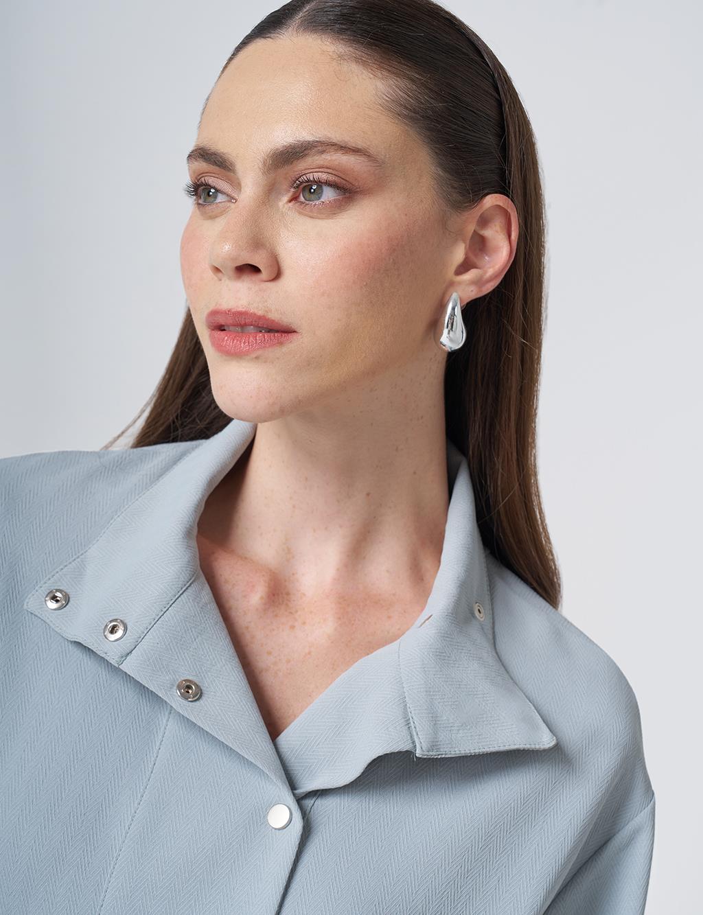 Stand Collar Tunic – Blue