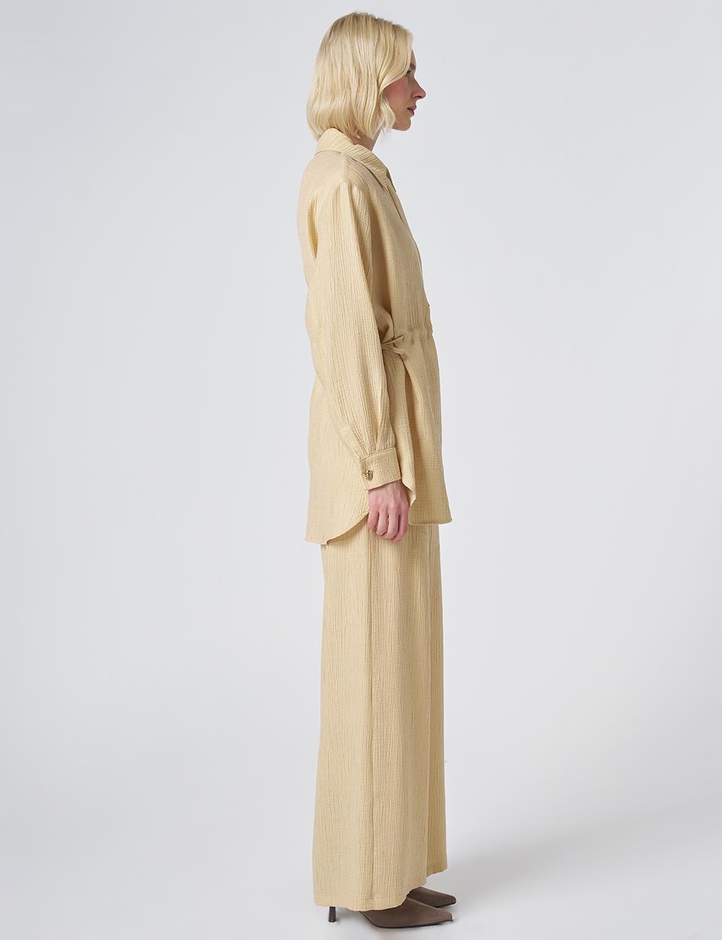 Drawstring Waist Lyocell Two-Piece Set – Light Yellow