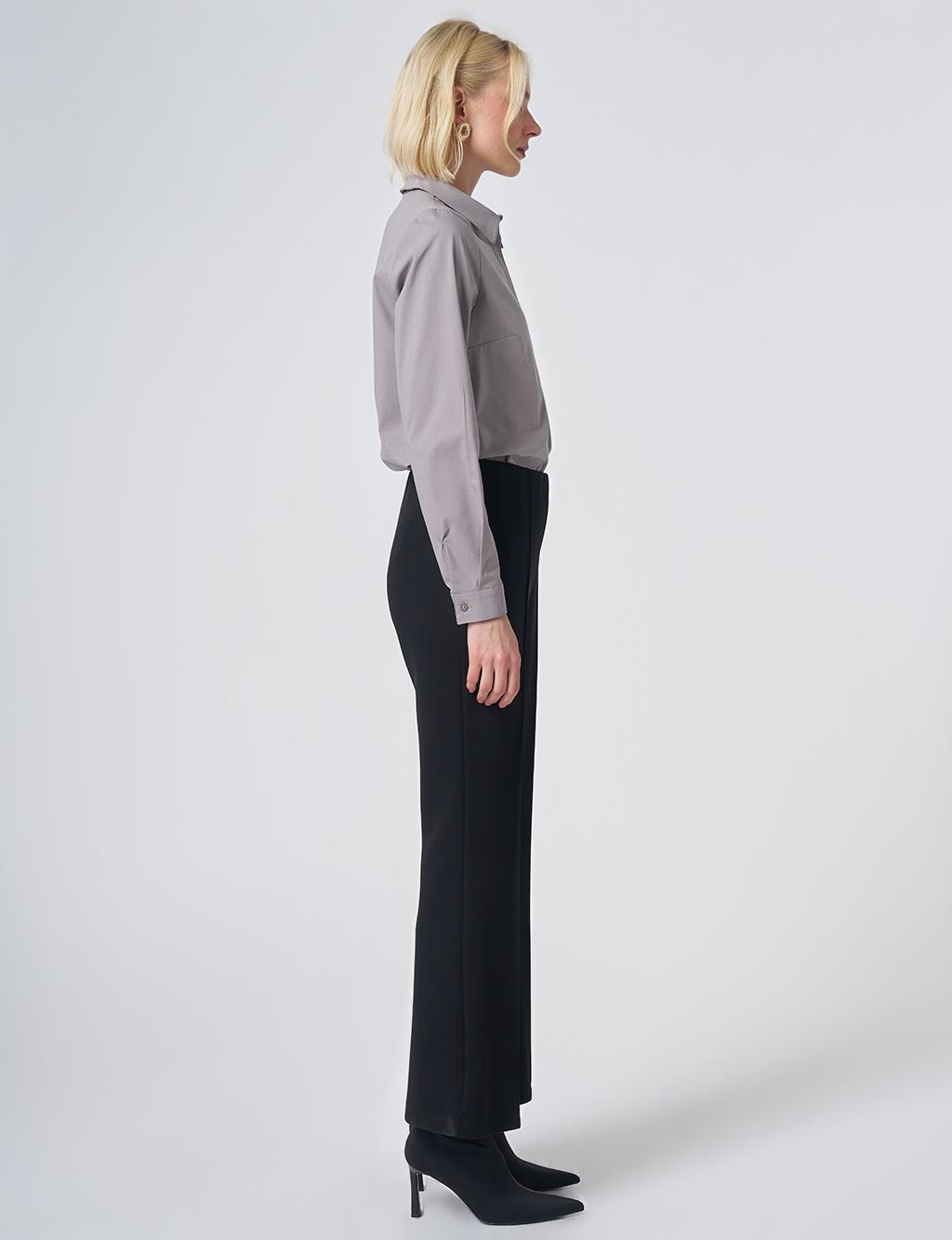 High-Waisted Flared Trousers – Black