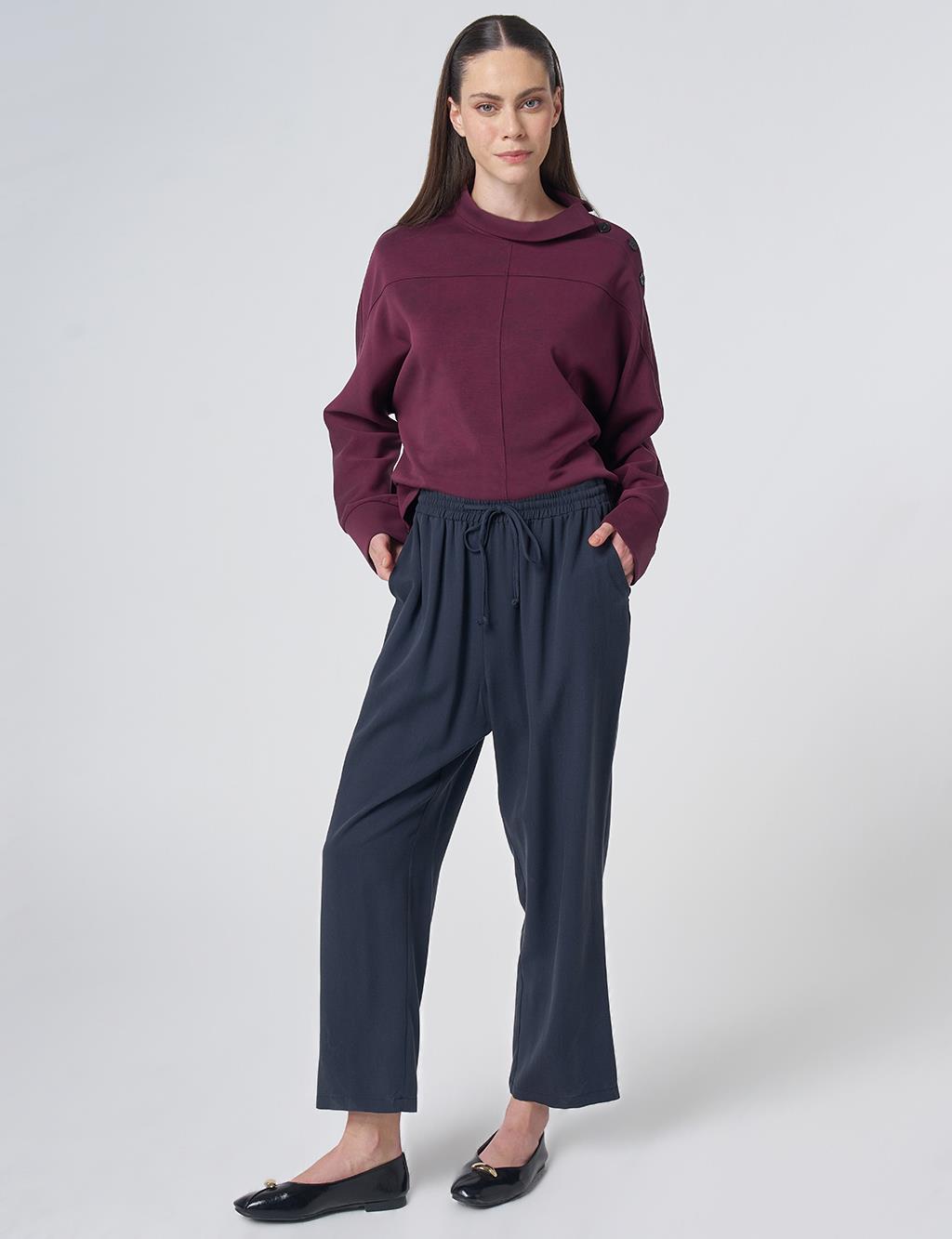 100% Lyocell Relaxed Fit Trousers – Dark Navy