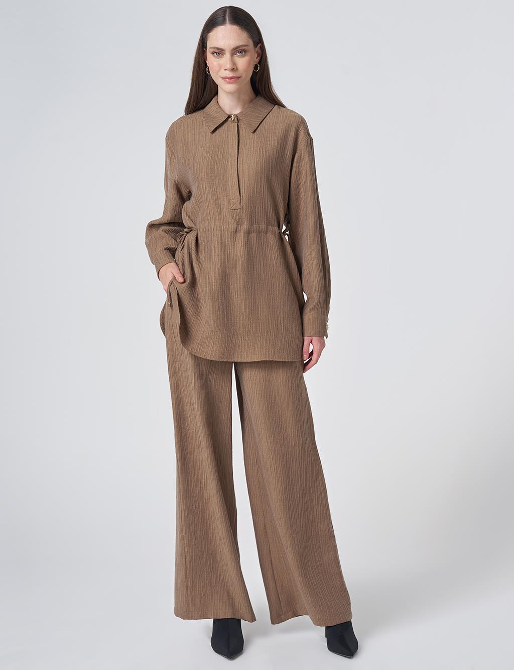 Drawstring Waist Lyocell Two-Piece Set – Dark Olive