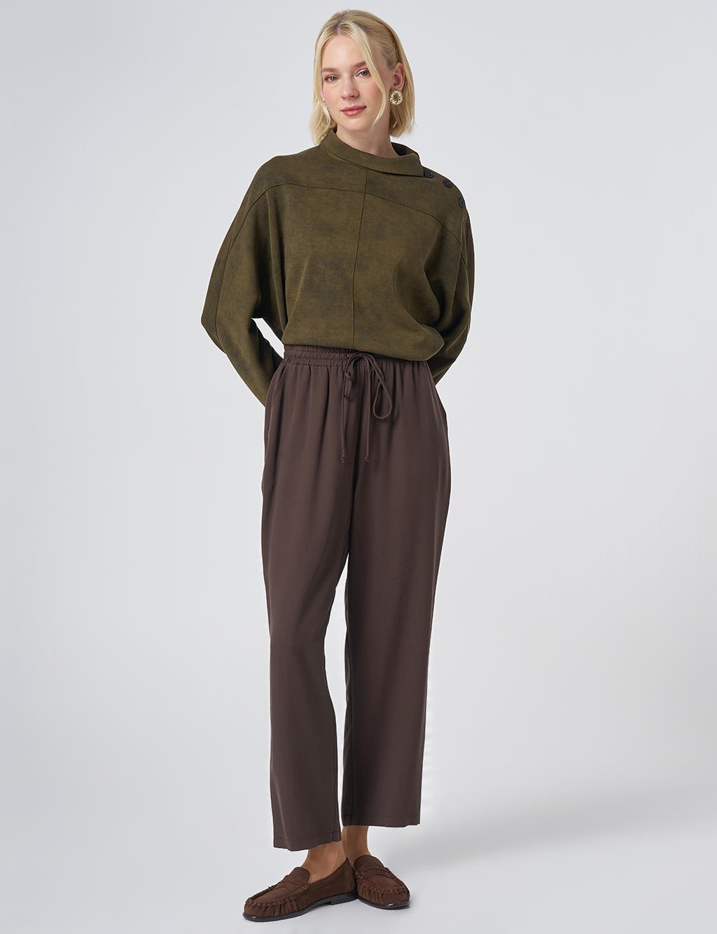100% Lyocell Relaxed Fit Trousers – Dark Brown