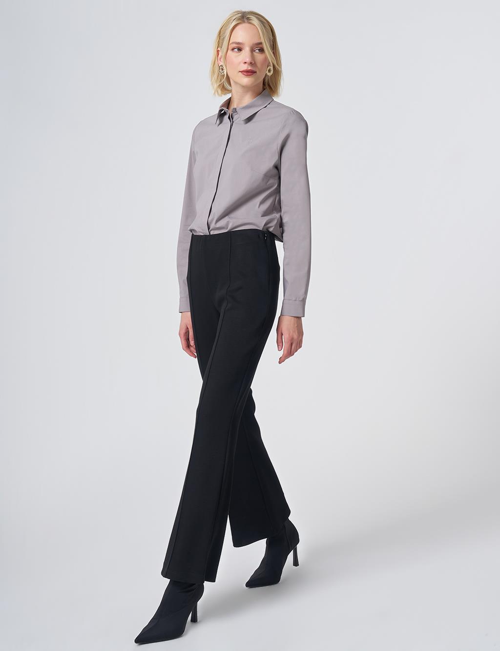 High-Waisted Flared Trousers – Black