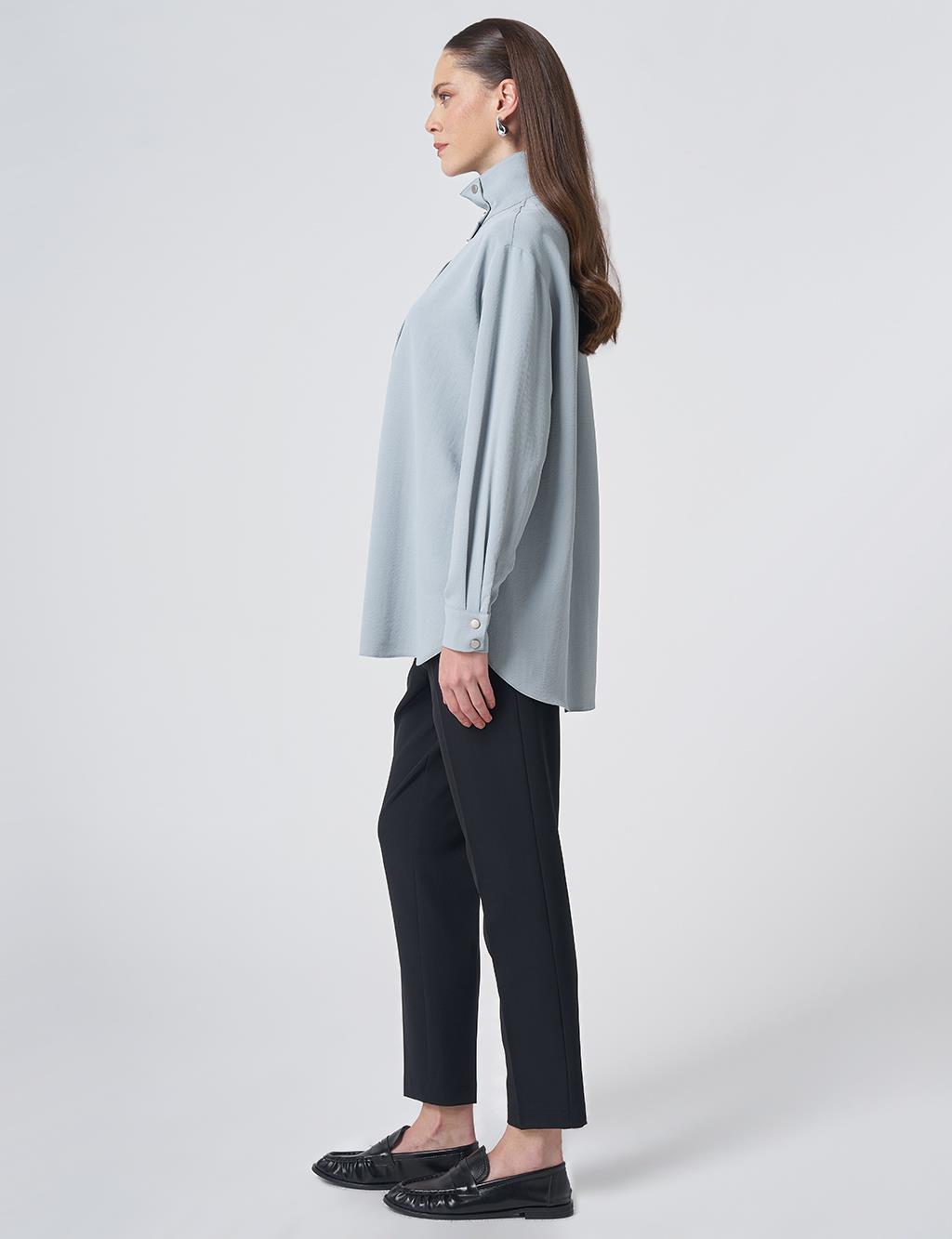 Stand Collar Tunic – Blue