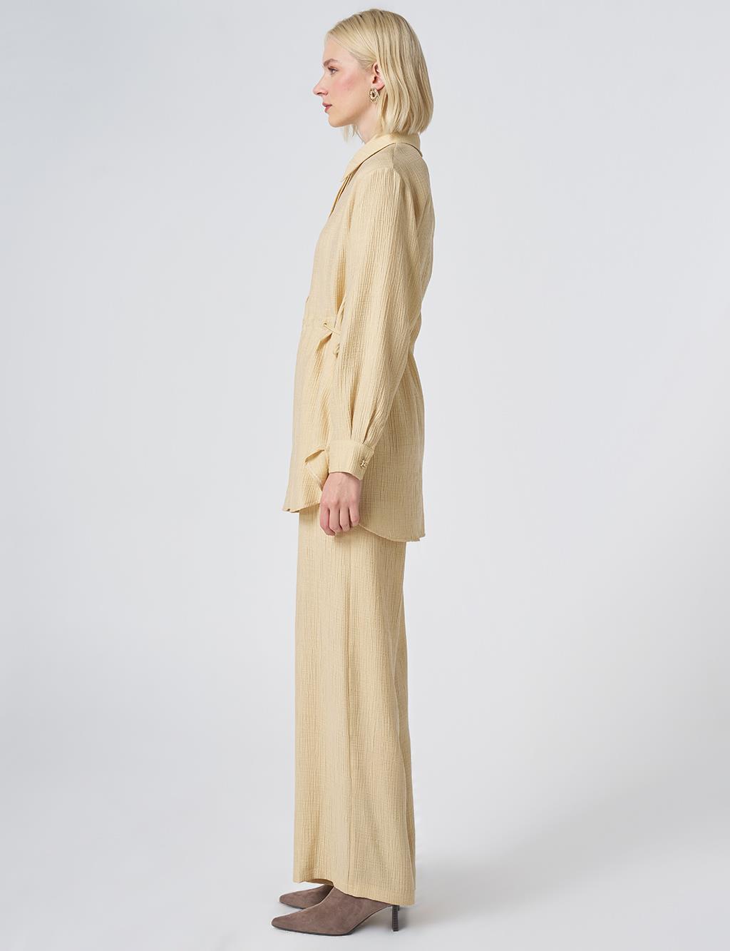 Drawstring Waist Lyocell Two-Piece Set – Light Yellow