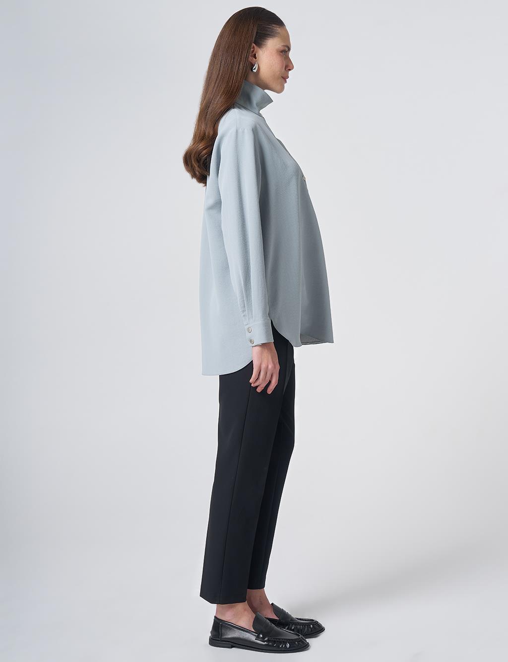 Stand Collar Tunic – Blue