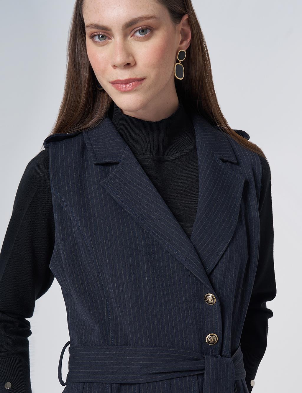 Striped Pinafore Dress – Dark Navy