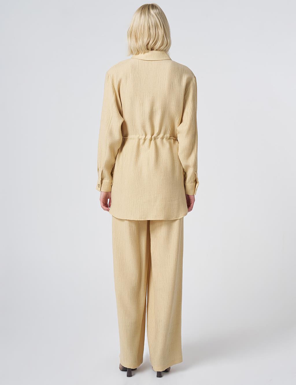 Drawstring Waist Lyocell Two-Piece Set – Light Yellow