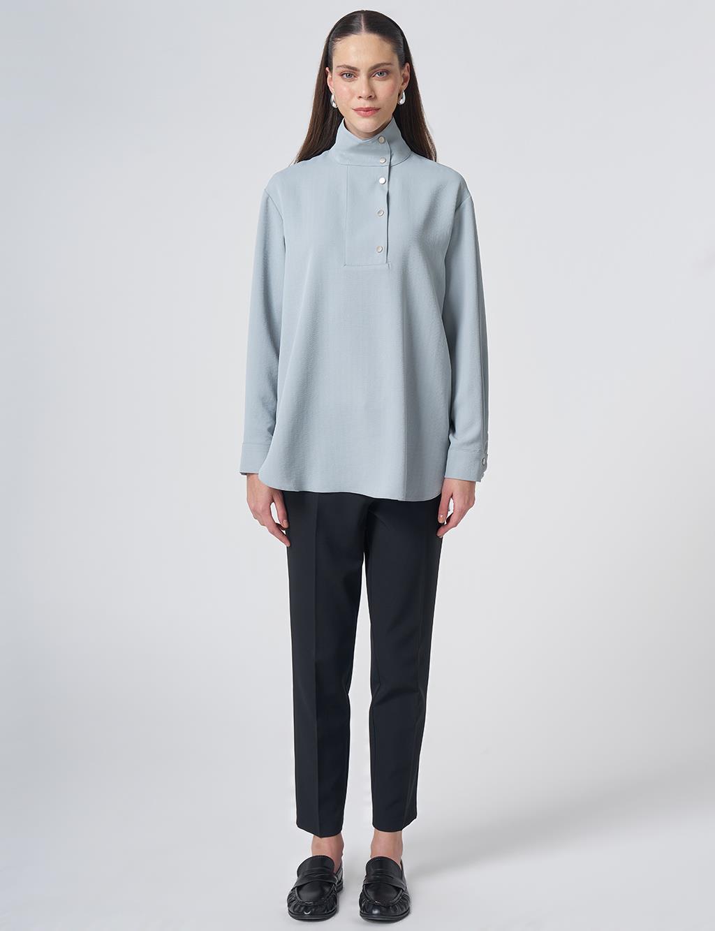 Stand Collar Tunic – Blue