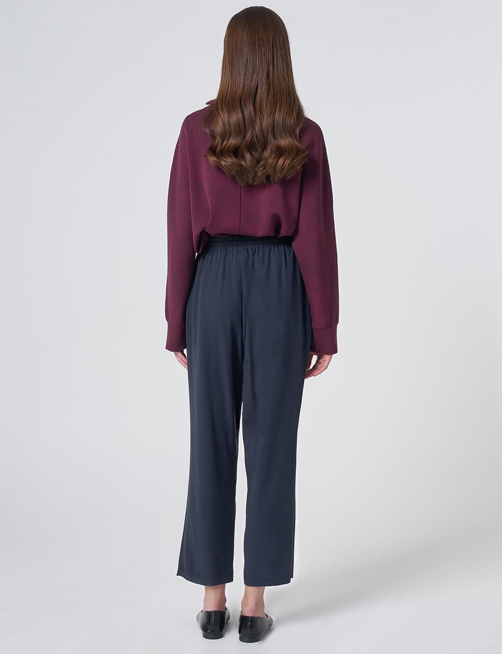 100% Lyocell Relaxed Fit Trousers – Dark Navy