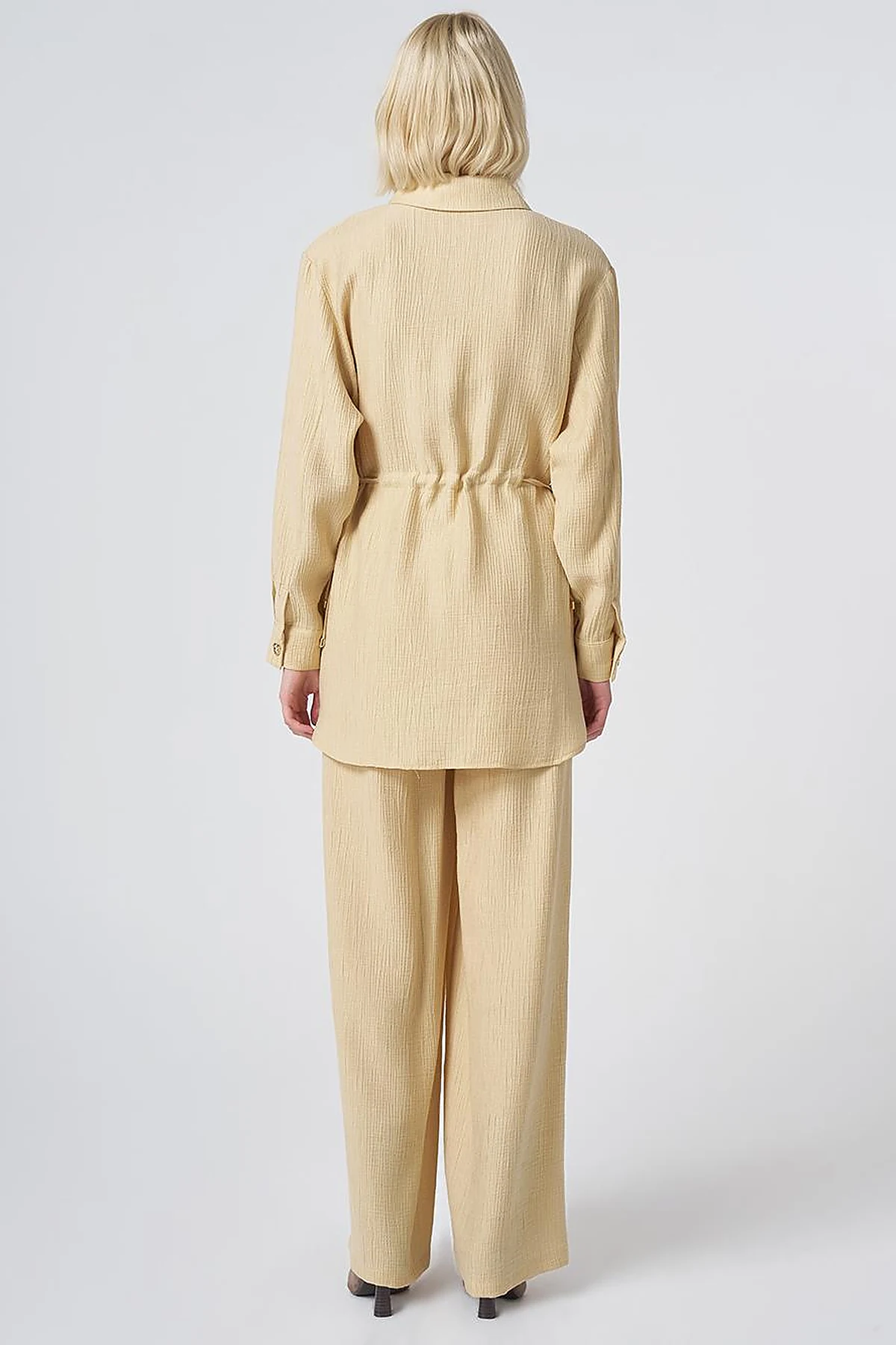 Drawstring Waist Lyocell Two-Piece Set – Light Yellow