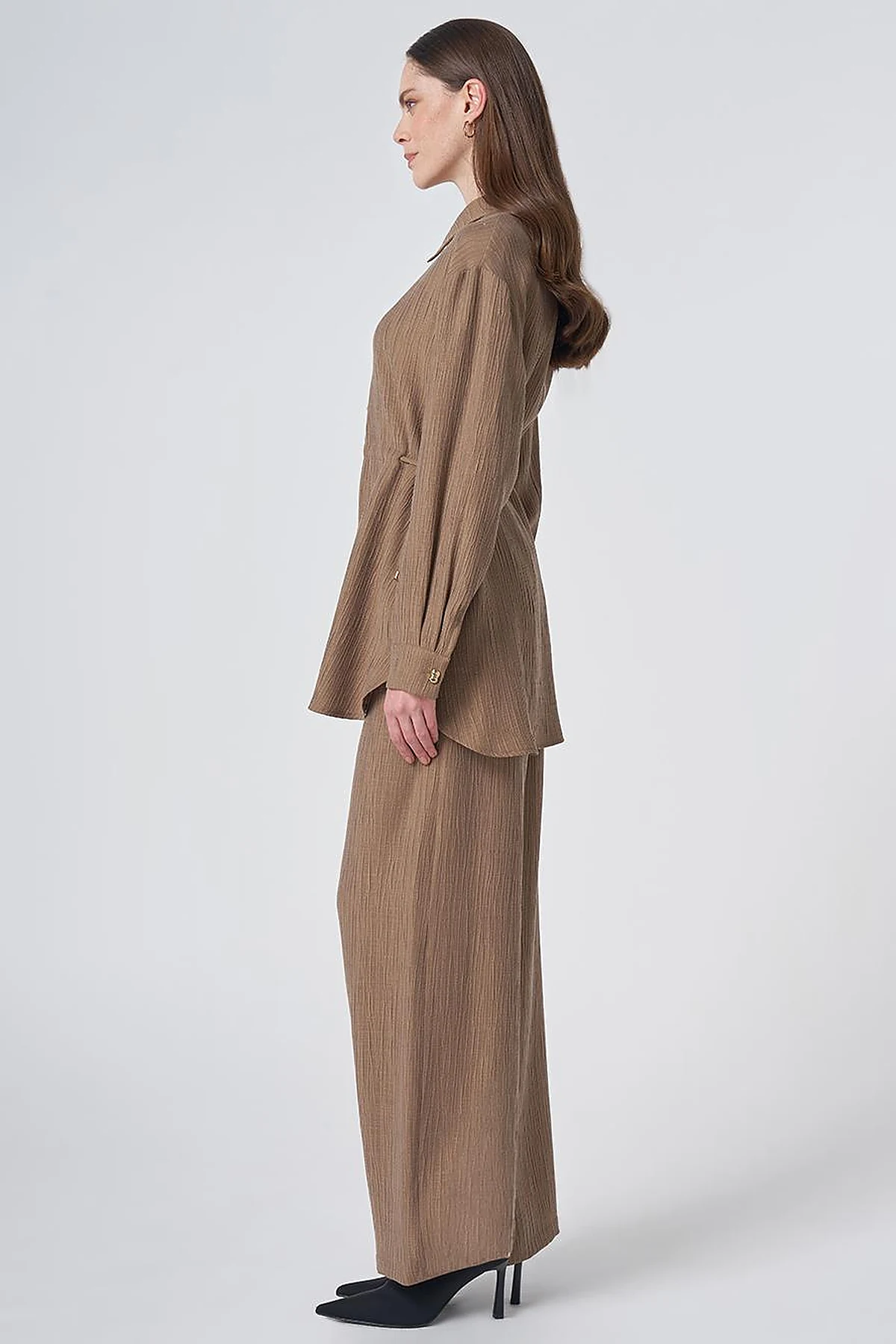 Drawstring Waist Lyocell Two-Piece Set – Dark Olive