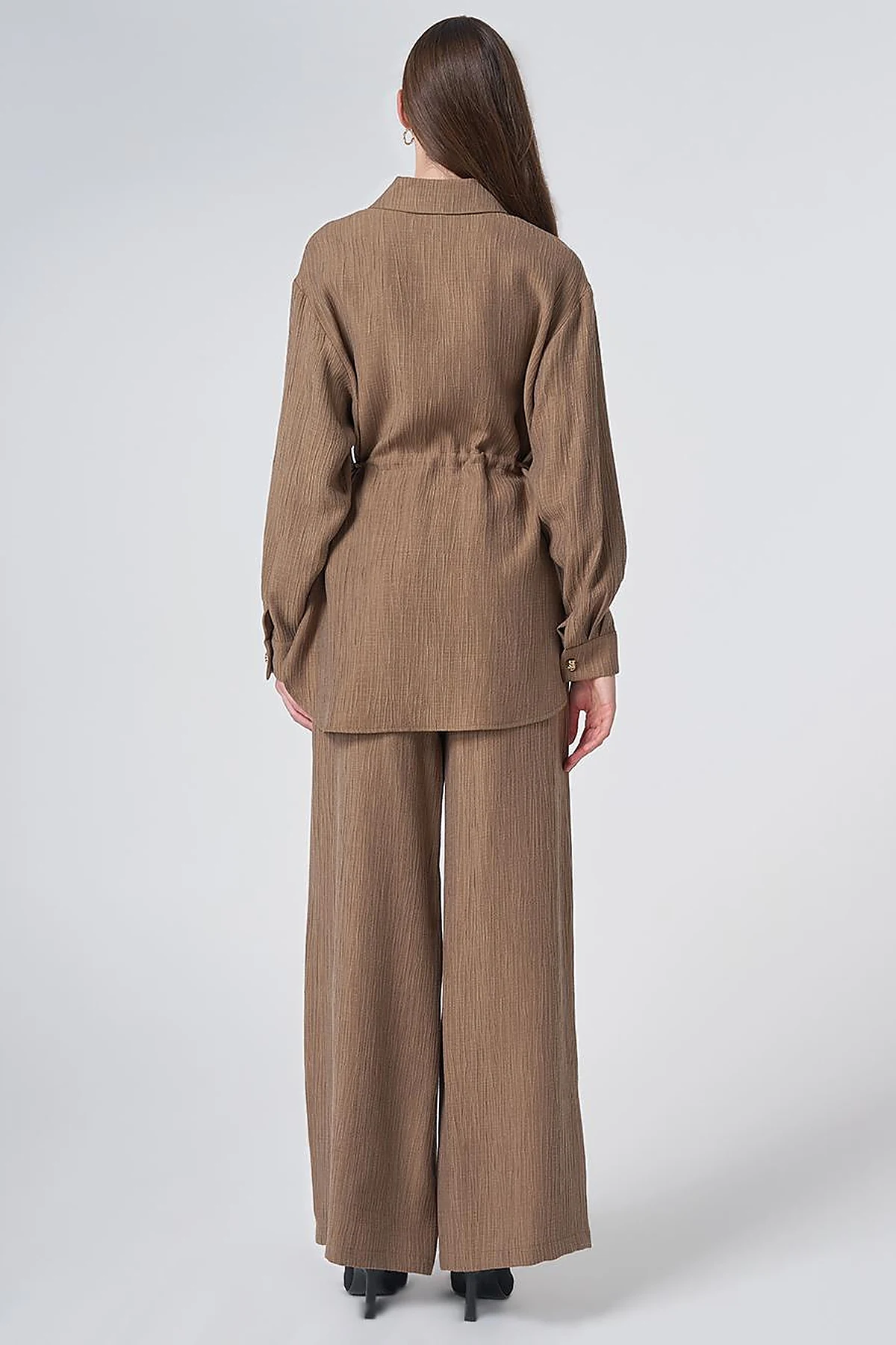 Drawstring Waist Lyocell Two-Piece Set – Dark Olive