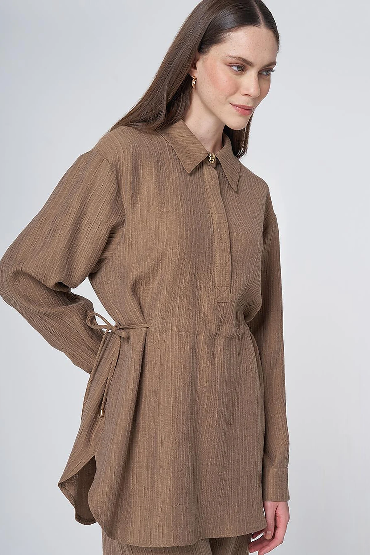 Drawstring Waist Lyocell Two-Piece Set – Dark Olive