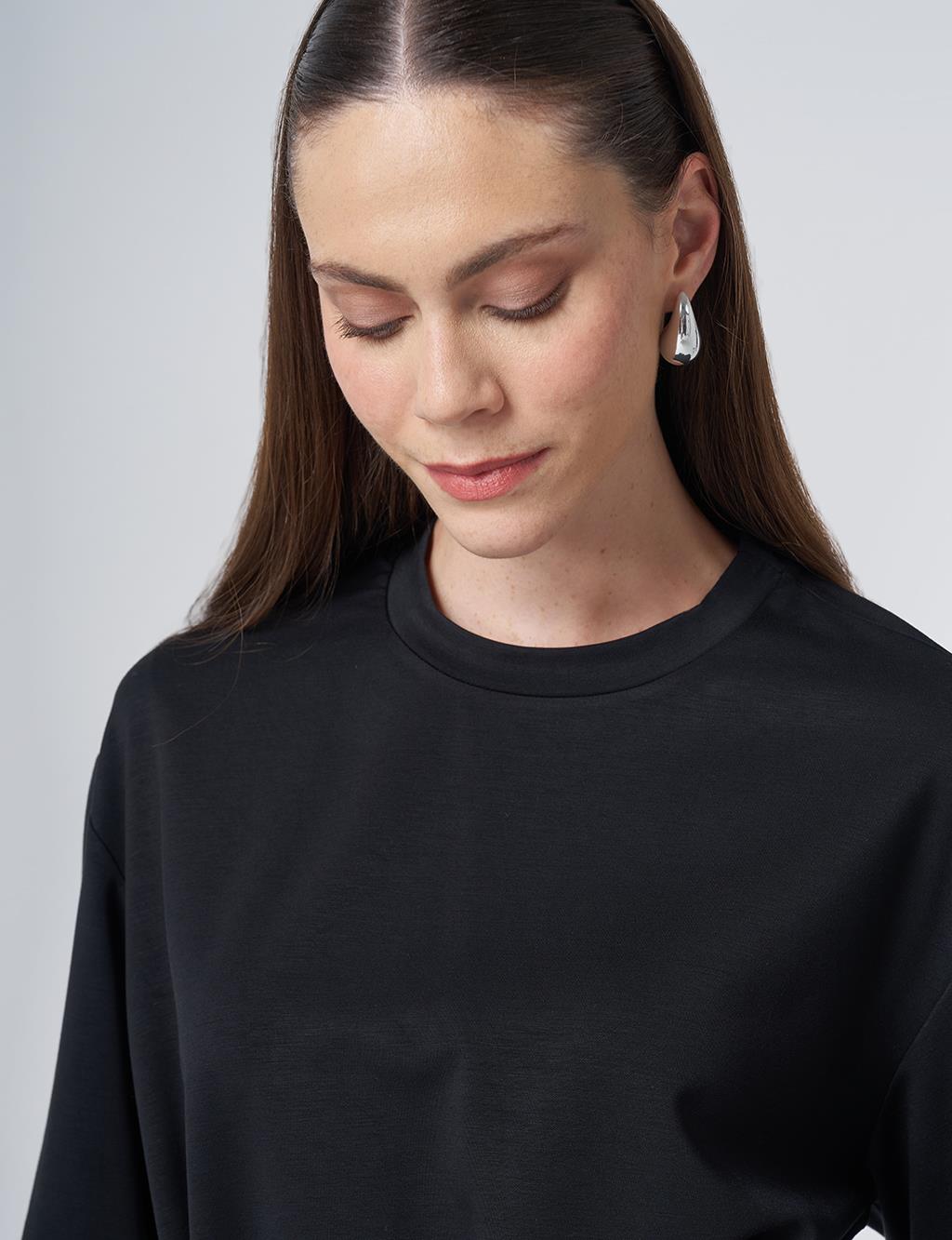 Drawstring Belt Modal Sweatshirt – Black