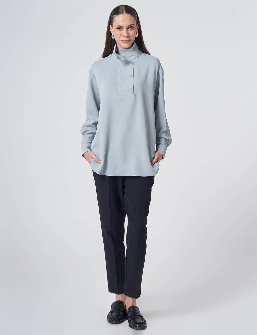 Stand Collar Tunic – Blue