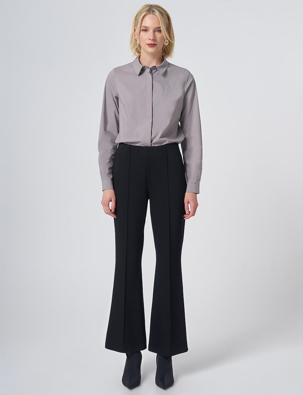 High-Waisted Flared Trousers – Black