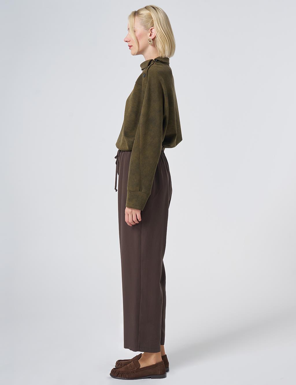 100% Lyocell Relaxed Fit Trousers – Dark Brown
