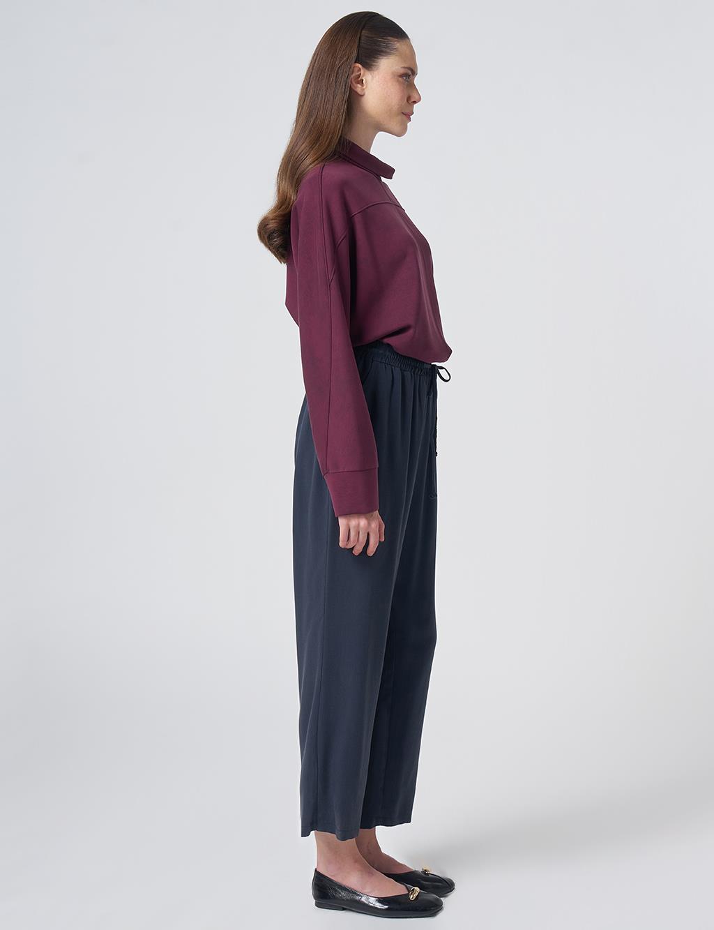 100% Lyocell Relaxed Fit Trousers – Dark Navy