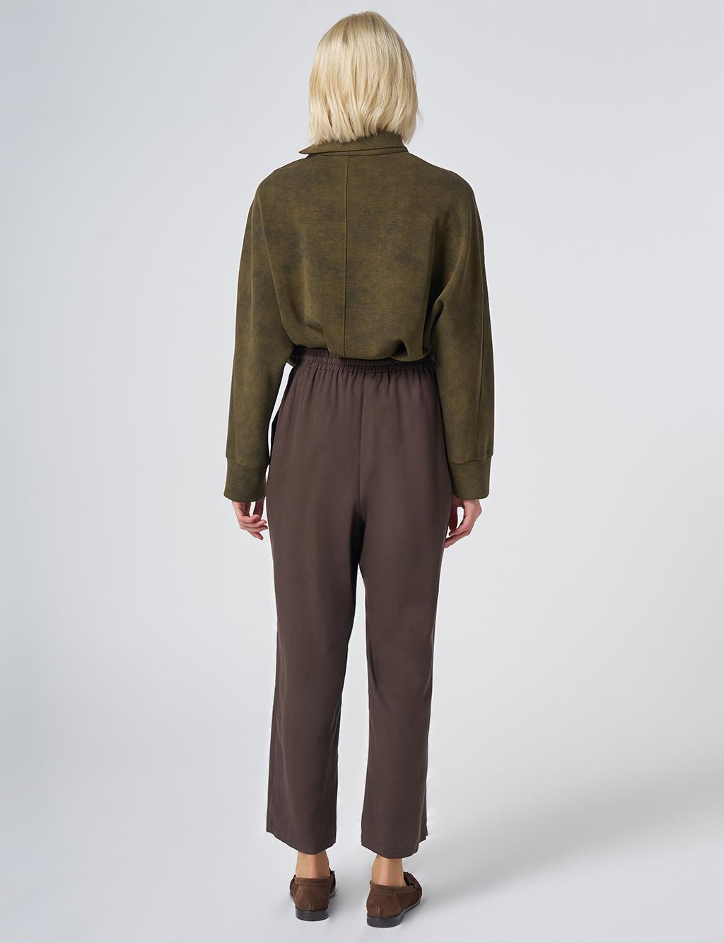 100% Lyocell Relaxed Fit Trousers – Dark Brown