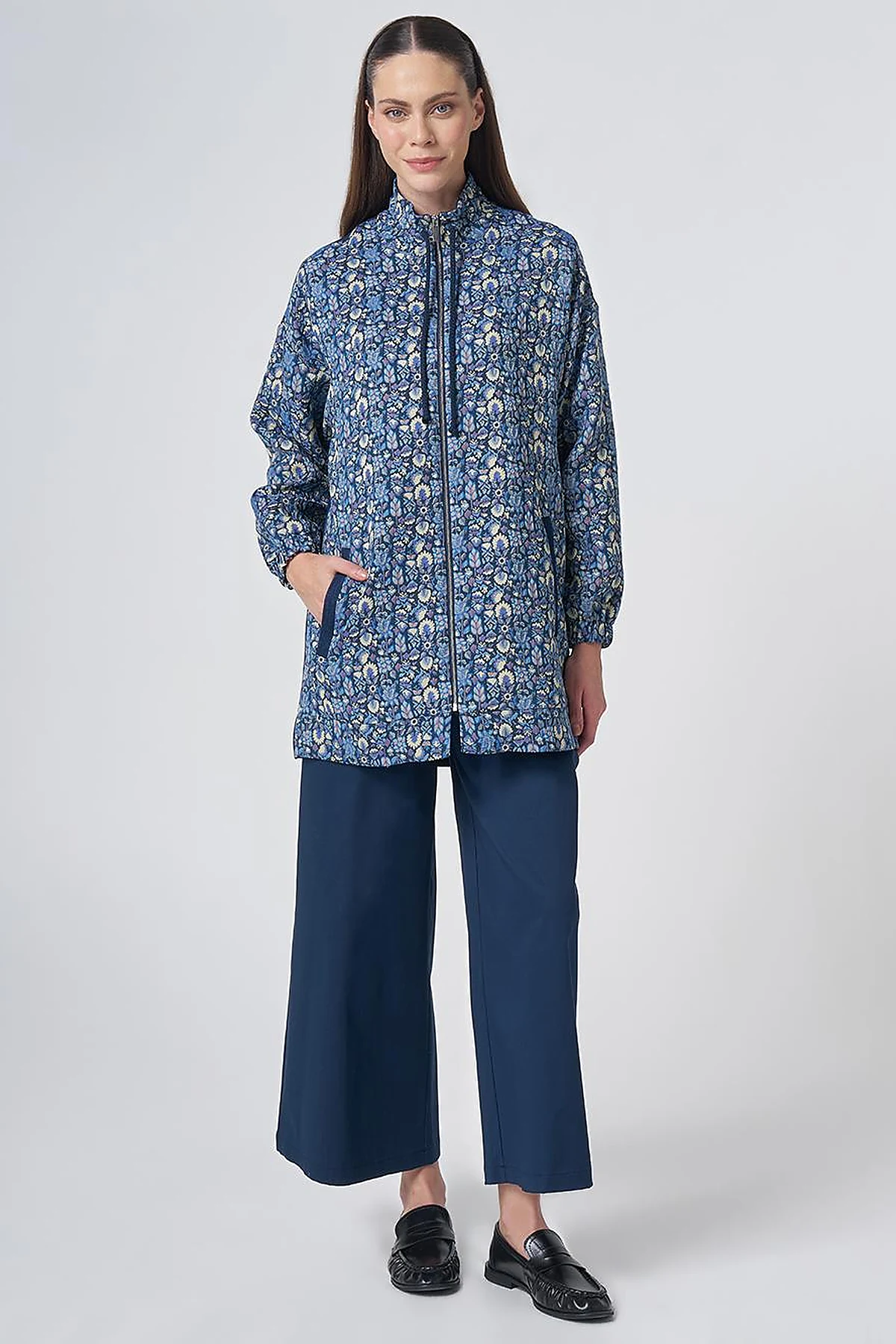 Floral Print Zip-Up Jacket – Lemon